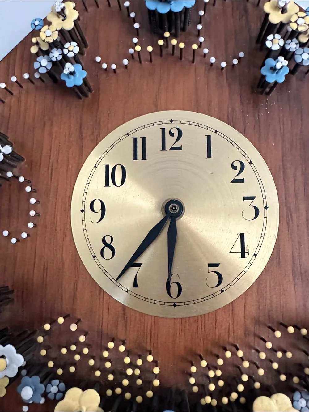 Rare Vintage Pol-O-Craft Octagonal Flower Nail Art Clock - Fully Functional